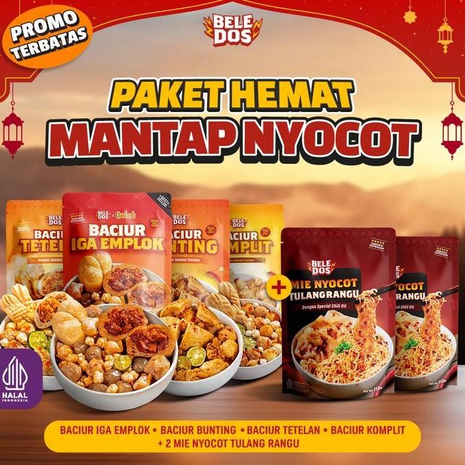 

[SPECIAL DAPAT 6 PCS] Beledos Paket Mantap Lengkap/Pangsit Nyocot Tulang Rangu/Pangsit Nyocot Ayam Keju/ Mie Nyocot Tulang Rangu Chili Oil Pedas/ Baso Aci Pedas Baciur Sambal Taichan KAS76