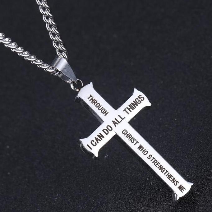 Kalung Salib Injil Filipi 4:13 | Kalung Salib Kristen Katolik Jewellery