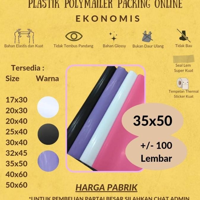 

Polymailer Putih 35 x 50 Amplop Plastik Online 100 lbr Hitam Glossy mu