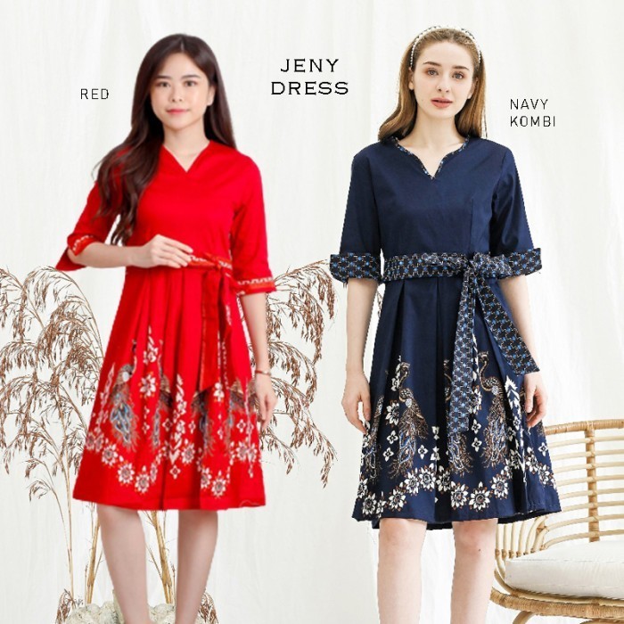 Jeny Dress Jumbo - Dress Batik Jumbo Wanita Terusan Wanita