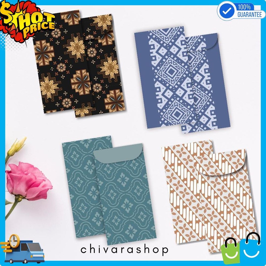 

6 Pcs Angpao Wedding Amplop Kondangan Motif Batik Angpao Panjang Amplop Uang Diskon