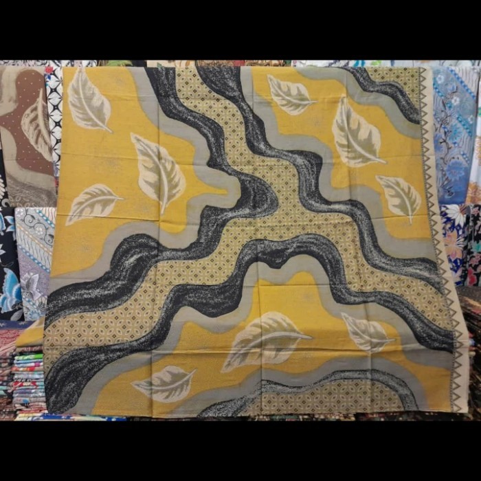 bahan kain batik dobby abstrak motif daun warna soft