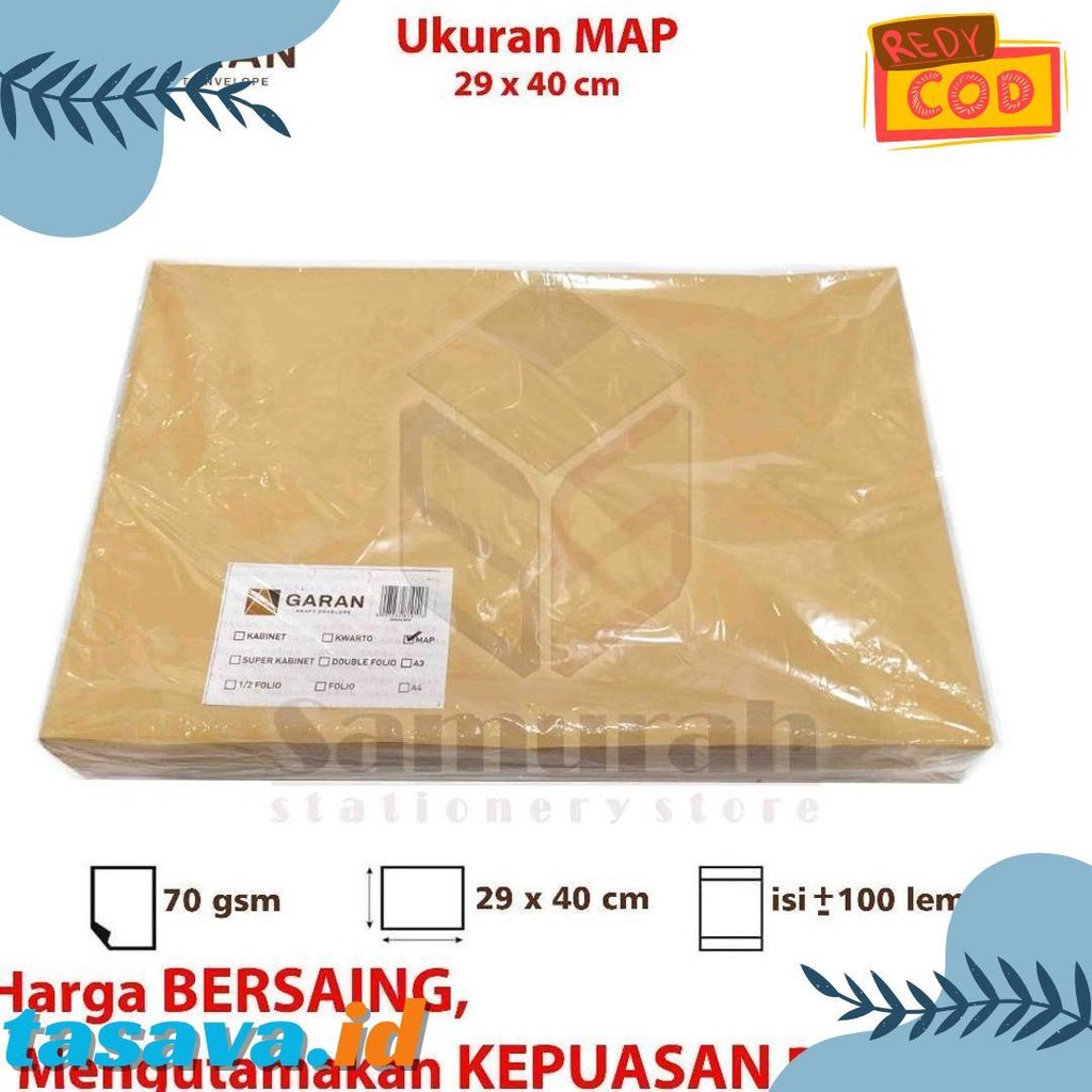 

Amplop Kertas Coklat Garan Ukuran Map 29 X 40 Cm / Amplop Dokumen Besar 1 Pak Isi 100 Lembar Tebal 70 Gsm / Gram 29X40 Diskon