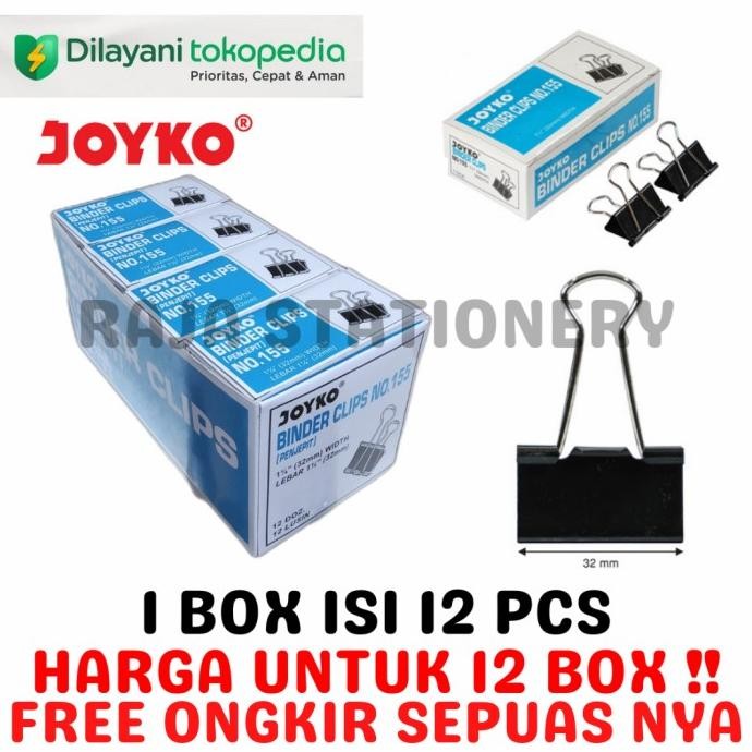

JOYKO BINDER CLIP 155 SEDANG 32MM KLIP KERTAS JOYKO NO.155 [12BOX]