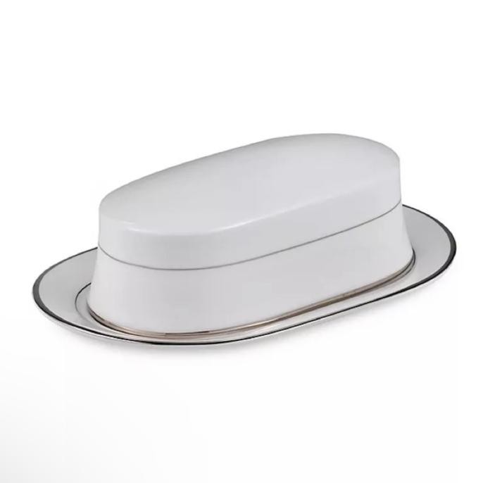 

Mikasa Cameo Platinum / Gold Covered Butter Dish Porcelain Classic