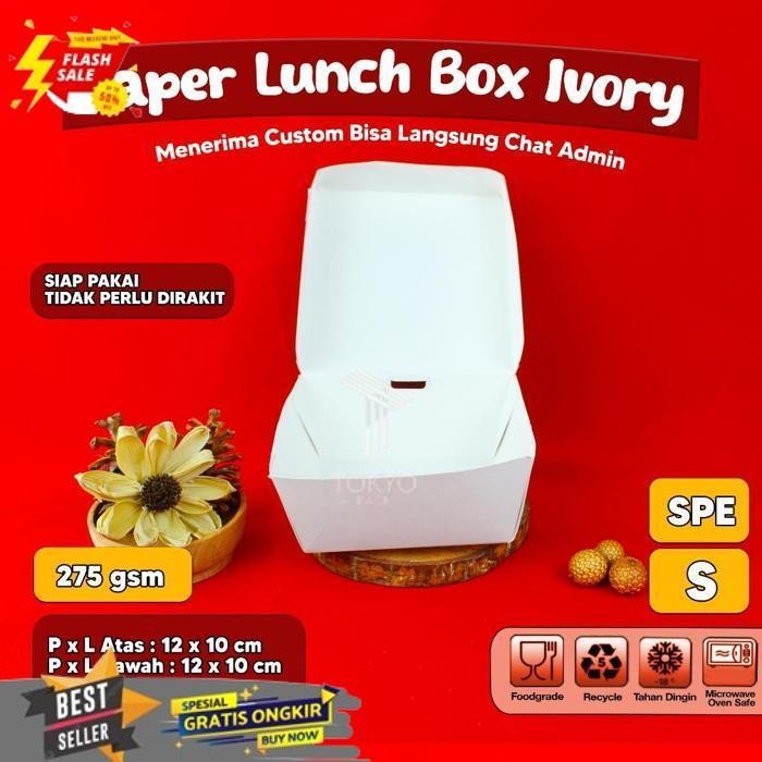 TODAY PAPER LUNCH BOX PUTIH UK S, M, L - LUNCH BOX KERTAS - LUNCH BOX KERTAS PUTIH