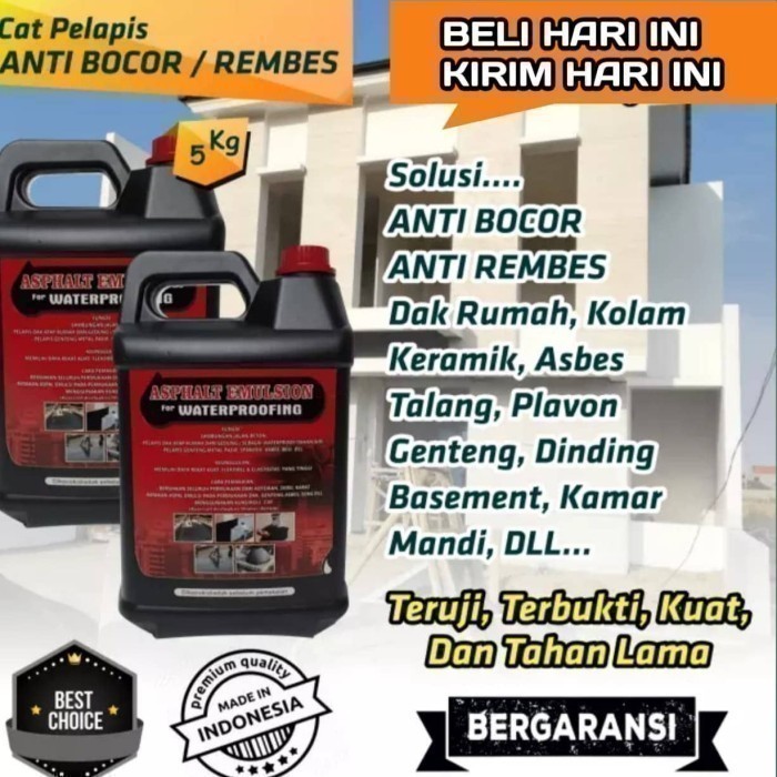 cat epoxy anti bocor dak cor, plesteran lantai aspal emulsion 2Kg / hitam/ waterproof/ epoxy