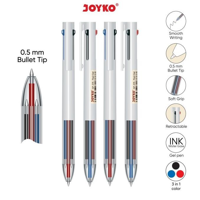 

Gel Pen Pulpen Pena Joyko GP-375 Flip2 Gel 0.5 mm 3 Warna Colors