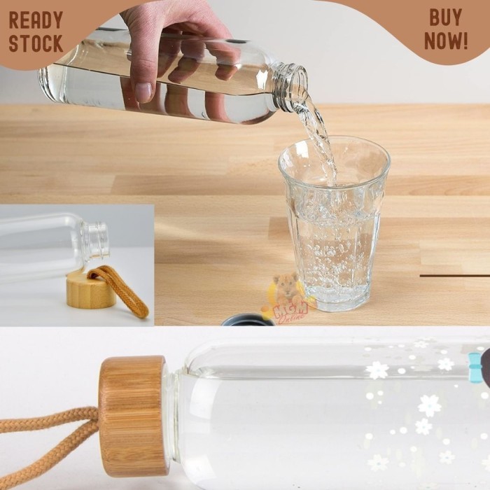 Botol Minum Kaca Beling 800Ml Tutup Bambu My Bottle Infuse Water