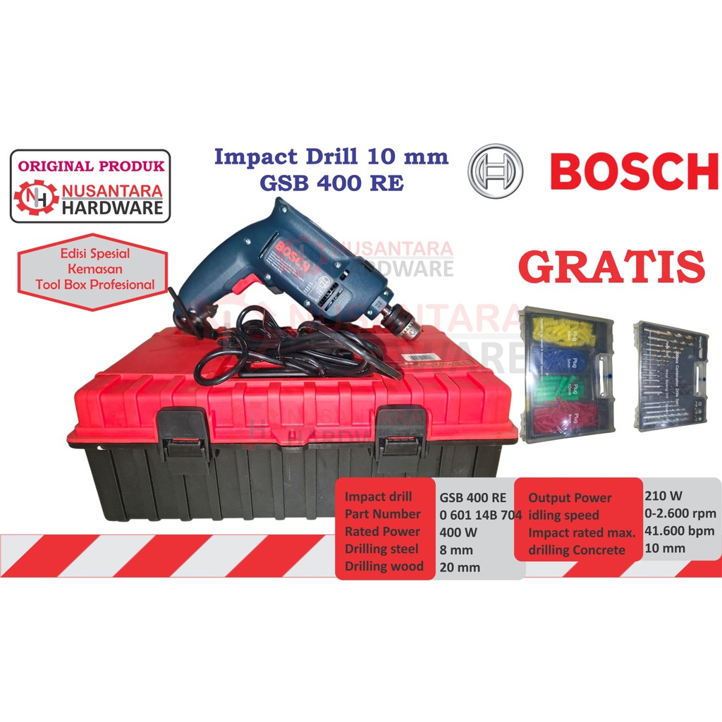 Bosch Impact Drill 10 mm GSB 400 RE,mesin bor impak 10 mm bosch, mesin bor bobok 10 mm bosch gsb 400