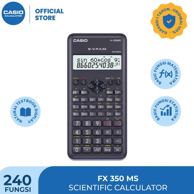 

Terlaris Casio Fx-350Ms 2Nd Ed - Kalkulator Sekolah - Scientific - 240 Fungsi Ready Stok