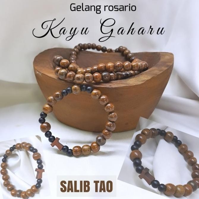 Sale Gelang Rosario Kayu Gaharu Salib Tao
