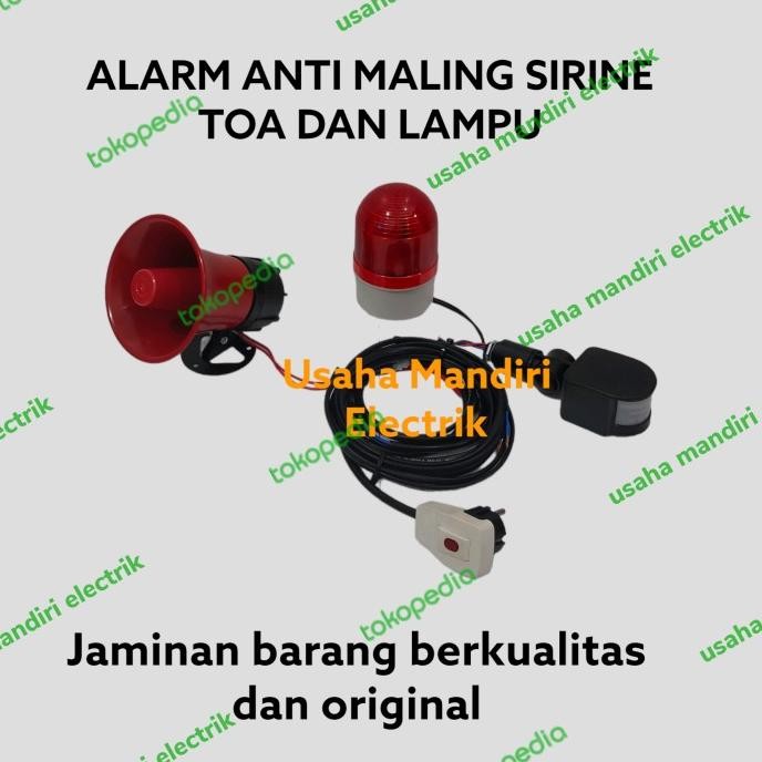 Murah Alarm Anti Maling/Sirine Anti Maling-Toa+Lampu Dengan Sensor Gerak