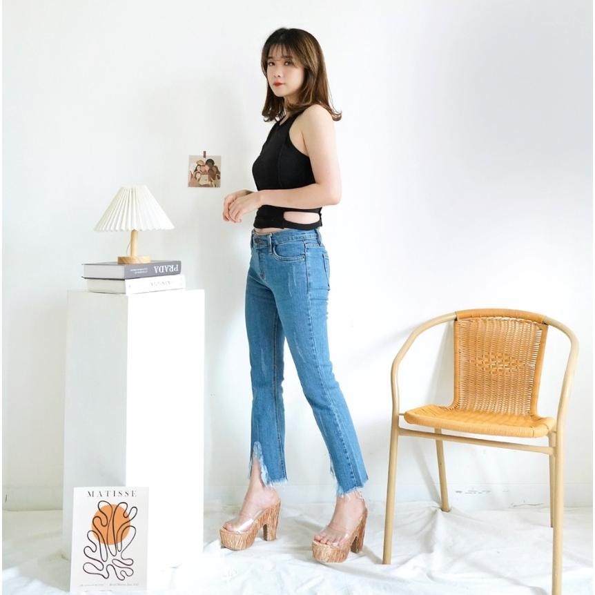 Knit Crop Tank Top Rajut Crop Top Rib Korean Top 211