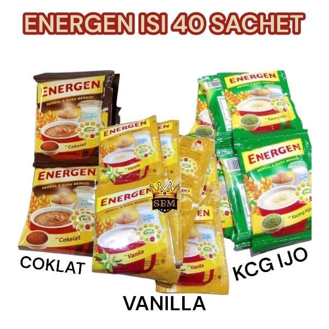 

ISI 40 ~ SBM ~ENERGEN COKLAT / ENERGEN VANILA / ENERGEN KACANG HIJAU SACHET COKELAT DRINK
