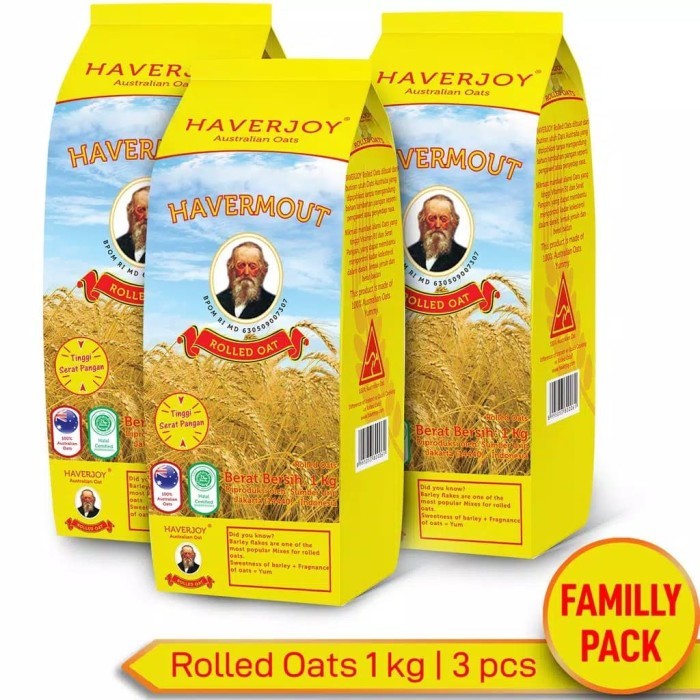 

HAVERJOY FAMILY PACK ROLLED OATS 1KG - 3PCS