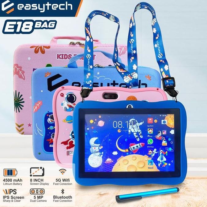 Tablet Easytech E18 Kemasan Tas Tablet Android Belajar Anak Layar Sentuh 8 Inch Wifi Bluetooth Aipet