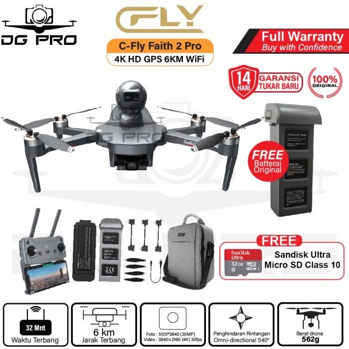 C-Fly / Cfly Faith 2 Pro 3-Axis Gimbal 4K Hd Camera 6Km Fpv Drone Gps