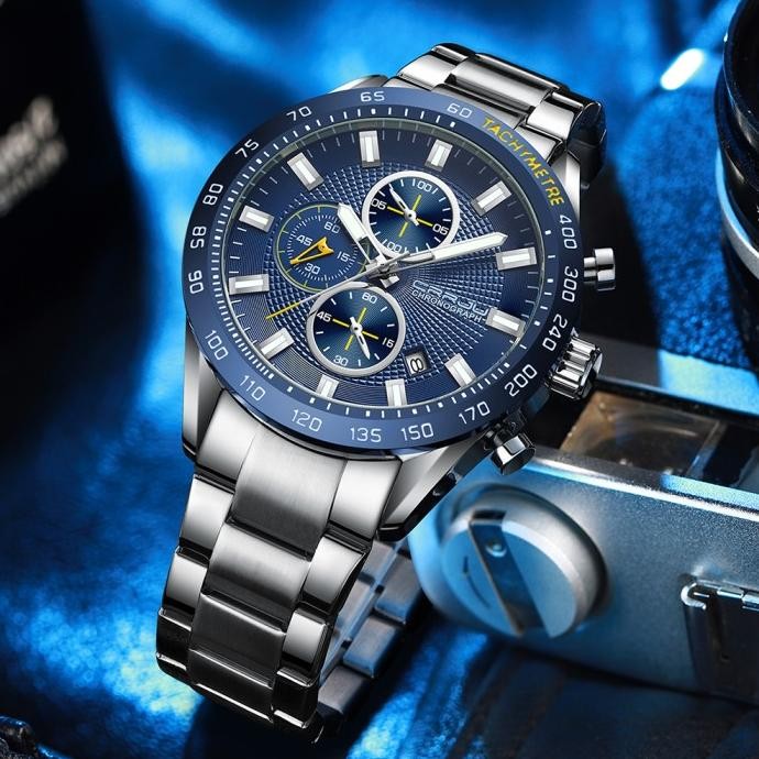 Grosir Jam Tangan Pria Crrju Chronograph Jam Bercahaya Tahan Air 2306