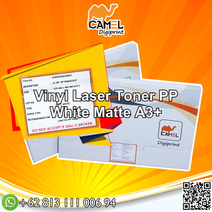 

PROMO STICKER VINYL LASER A3+ CAMEL DIGIPRINT WHITE GLOSS&TRANSPARAN