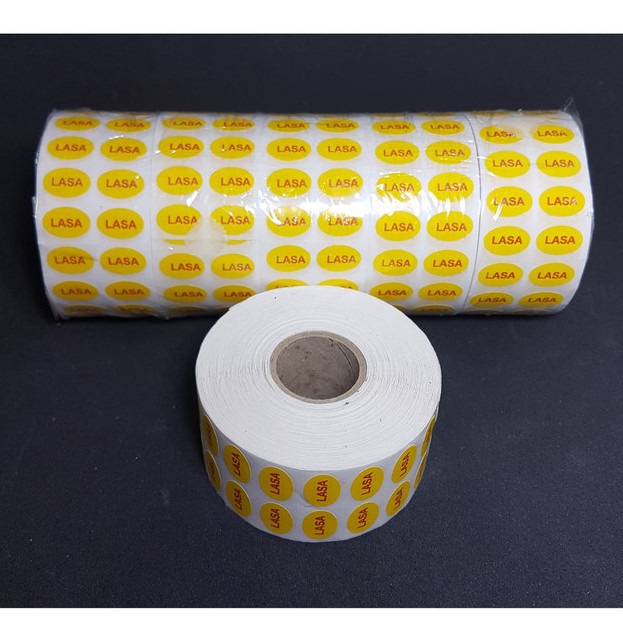 

STIKER LASA KUNING OVAL 20X10 MM ISI 5000 PCS IN ROLL - MURAH PROMO