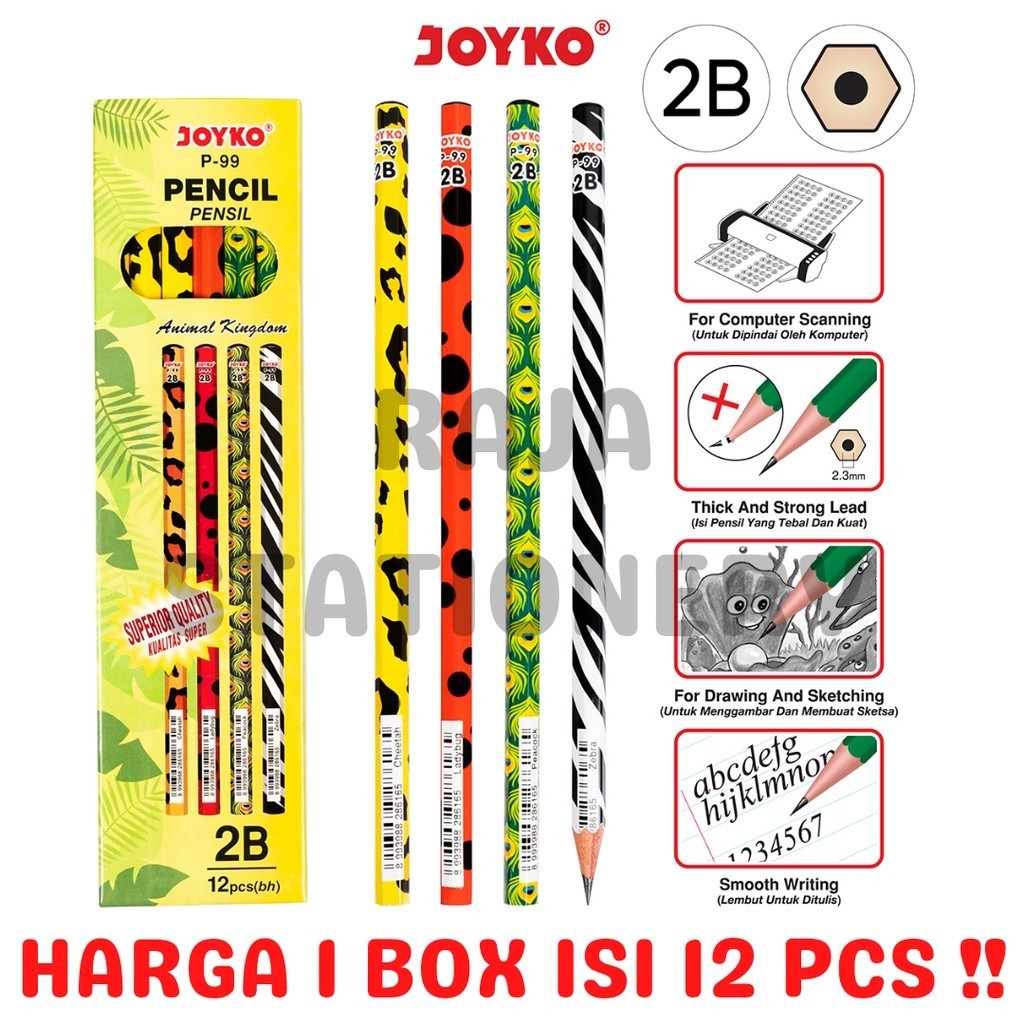 

JOYKO PENCIL PENSIL KAYU JOYKO 2B MOTIF HEWAN BINATANG P-99 [12PCS] RAJA BIG BOX