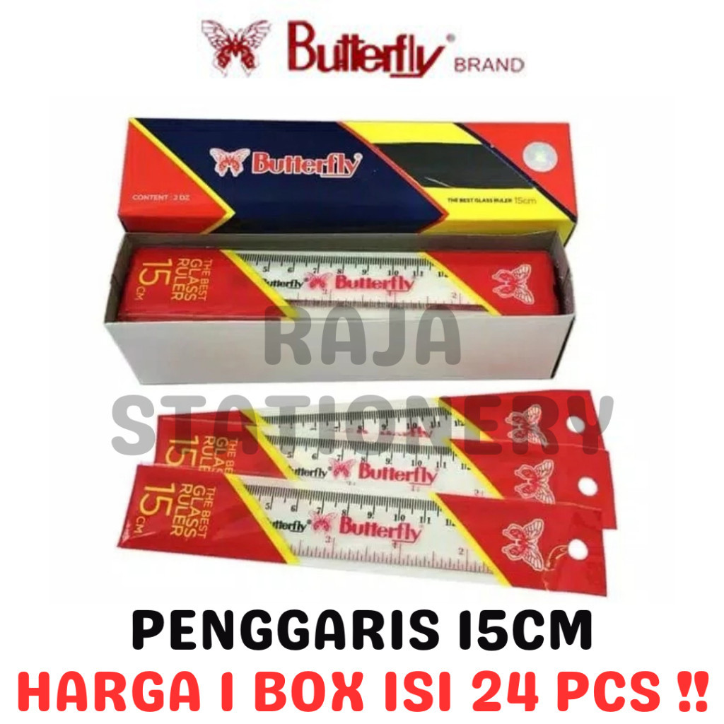 

BUTTERFLY RULER 15CM PENGGARIS KUPU KUPU 15CM PANJANG PLASTIK [24PCS] RAJA BIG BOX