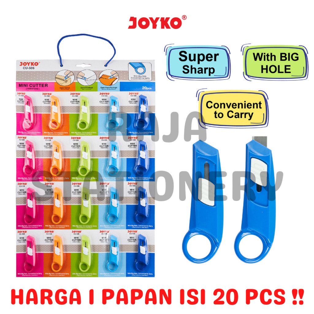 

JOYKO CUTTER MINI PEMOTONG JOYKO KECIL GUNTING 1 PAPAN CU-506 PAPAN [20PCS] RAJA BIG BOX