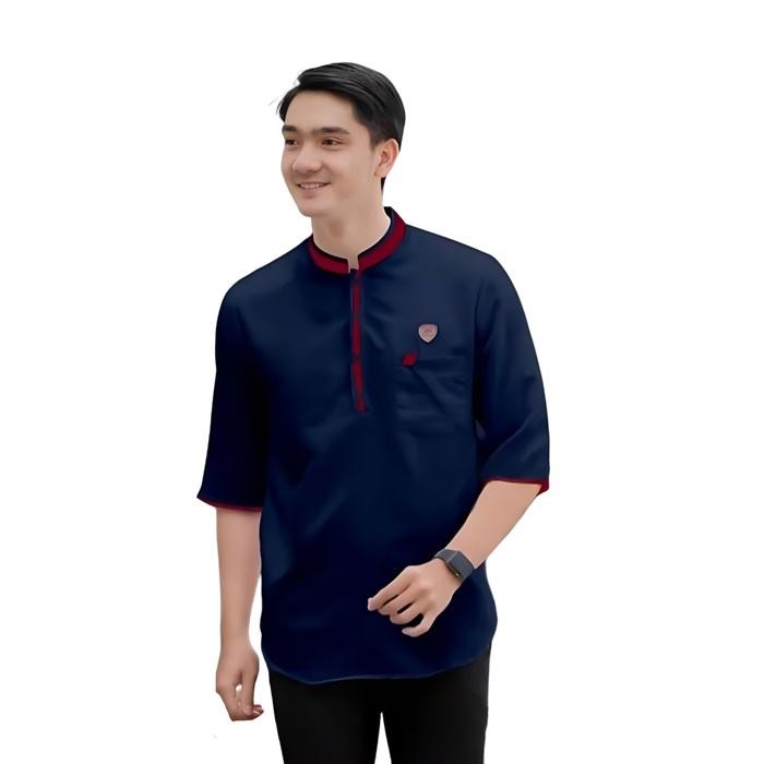 KEMEJA KOKO KEMKO PRIA COWOK DEWASA KURTA AGAM LENGAN 3/4 SANTRI MUSLIM ELEGAN LEBARAN BRANDED ORI