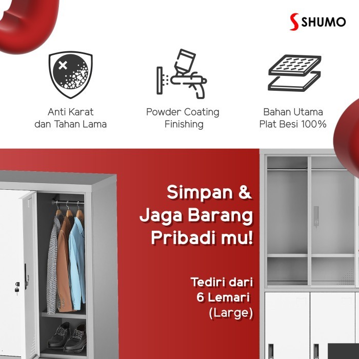 

LEMARI LOKER BESI 6 PINTULOCKER KANTOR DOKUMEN FILE ARSIP