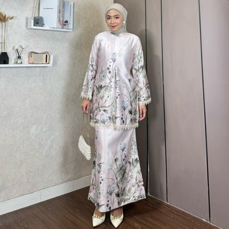 Dress Wanita Lebaran 2025 Azzura One Set Series 2 Silk Motif Bunga Baju Lebaran Dress Kondangan Pest