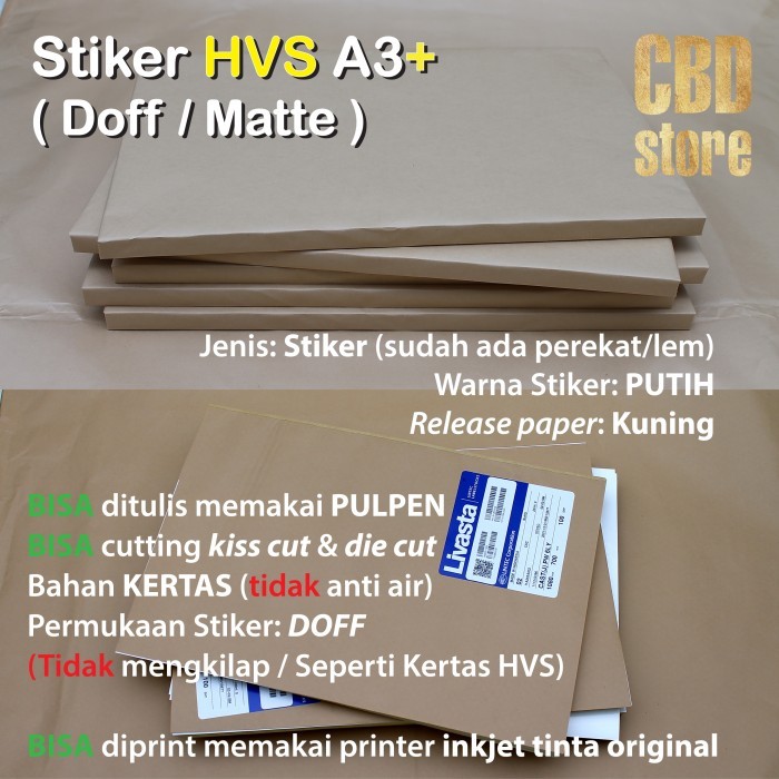 

KERTAS STIKER HVS A3+ STICKER HVS DOFF MATTE ISI 100 PCS MEREK LINTEC