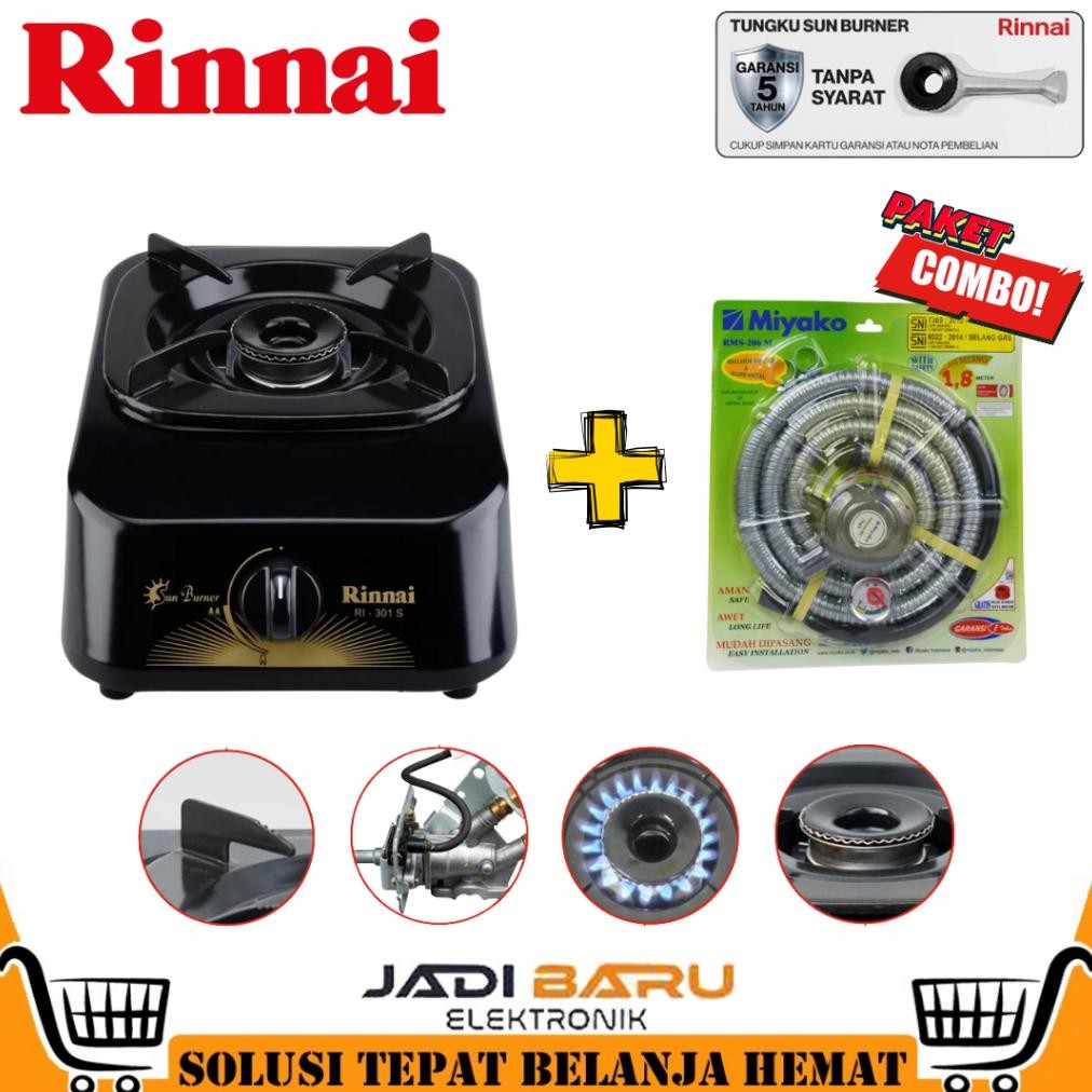 Bisa COD (READY COD) KOMPOR GAS RINNAI RI 301S / RI 301 S / RI301S / RI-201S / RI201S [1 TUNGKU] (GA