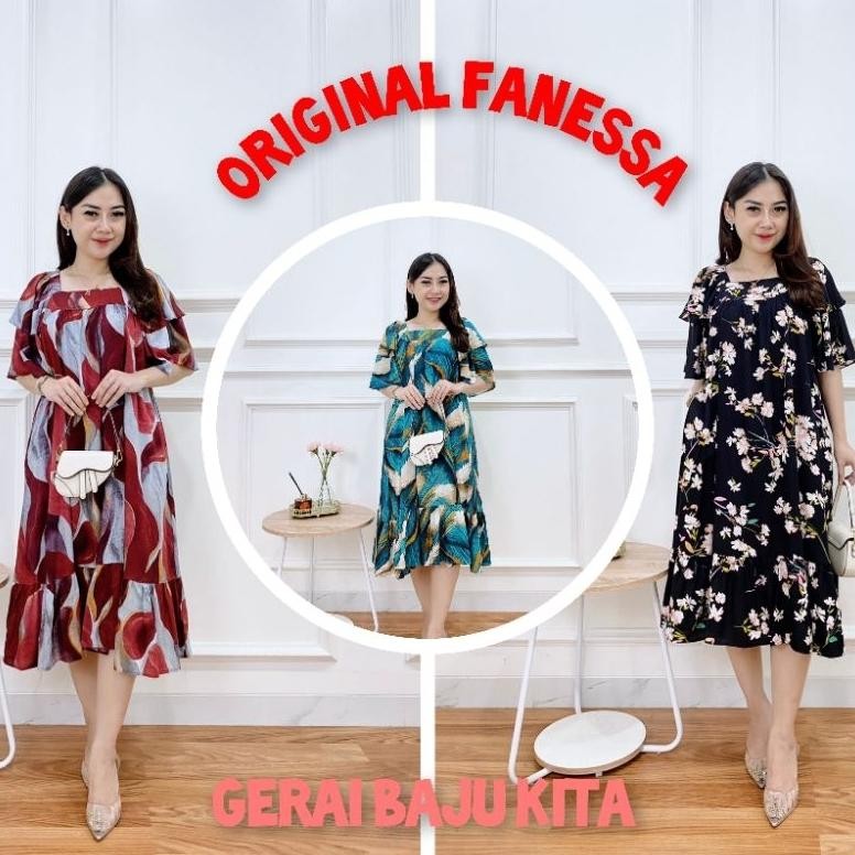 Aruna Dress/Dress Ruffle/Daster Pendek/Dress By Fanessa/Baju Ibu Hamil/Baju Ibu Menyusui/Baju Tidur 