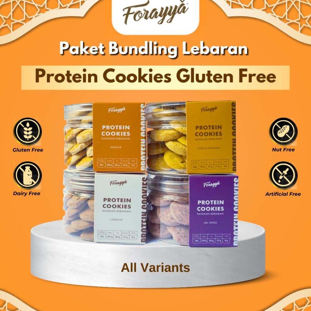 

lumineeroffc paket bundling lebaran protein cookies jar gluten free tinggi protein healthy snack 170 g