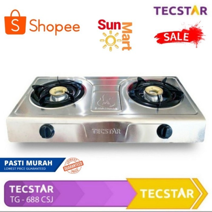 Kompor Gas 2 Tungku Tecstar Tg 688 Csj Bahan Stainless Steel New