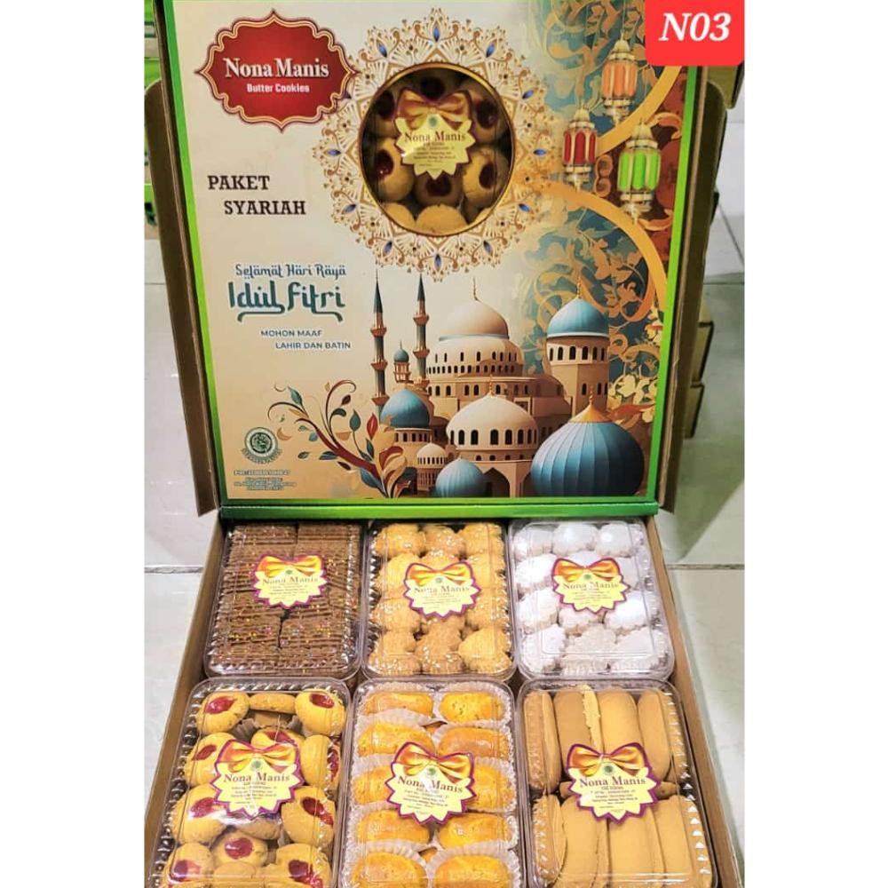 

vb-8 Apazada - Kue Kering Lebaran Nona Manis Soleha Halal / Hampers Kue Lebaran Paket 6 Toples Murah Enak Premium