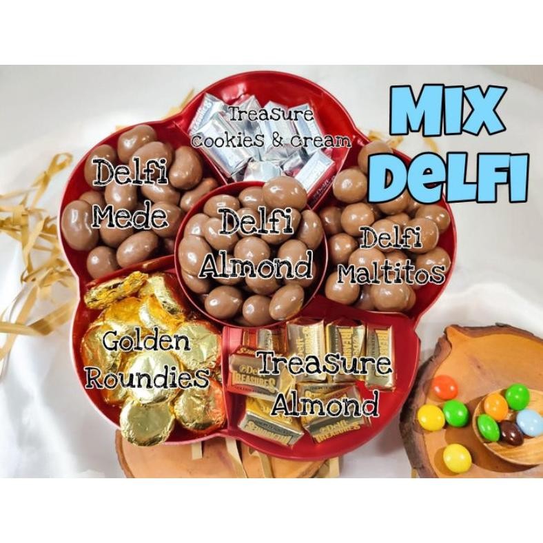 

lumineeroffc paket coklat delfi toples bunga / parsel cokelat lebaran murah/hamperes lebaran mix delfi