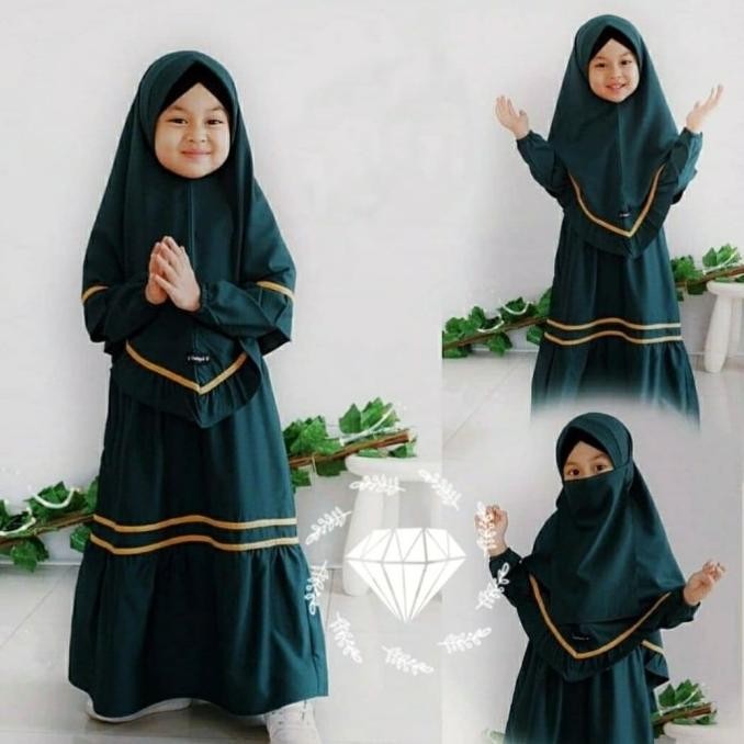 Gamis Syari Anak Bercadar Perempuan,Baju Muslim Anak Wanita Niqab Original