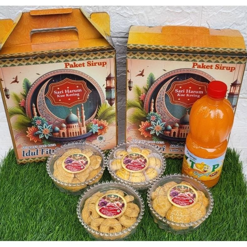 

He13 Sari Harum paket sirup dan 4 kue kering lebaran - Parcel lebaran - Parsel kue Viral