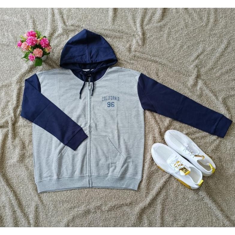 Sweater Hoodie Polos Zipper Model Basic Korea Style Pria/Wanita Terbaru Bahan Babyterry Katun Oversi