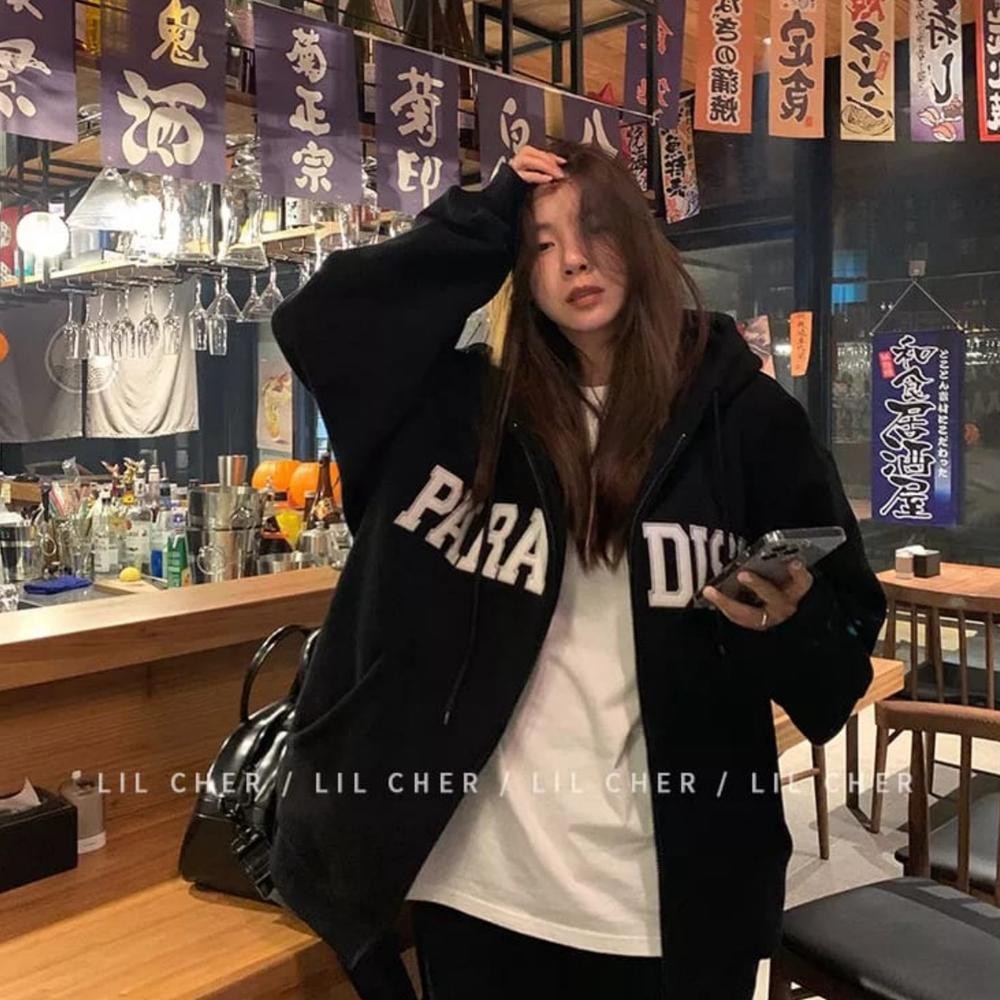 Hoodie Zipper Paradise Wanita Oversize Korean Style Hoodie Ziper Wanita Oversize Murah Hodie Zipper 