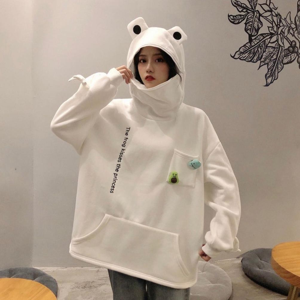 Sweater Hoodie  Kodok Resleting, Frog Zipper Code Pm1037