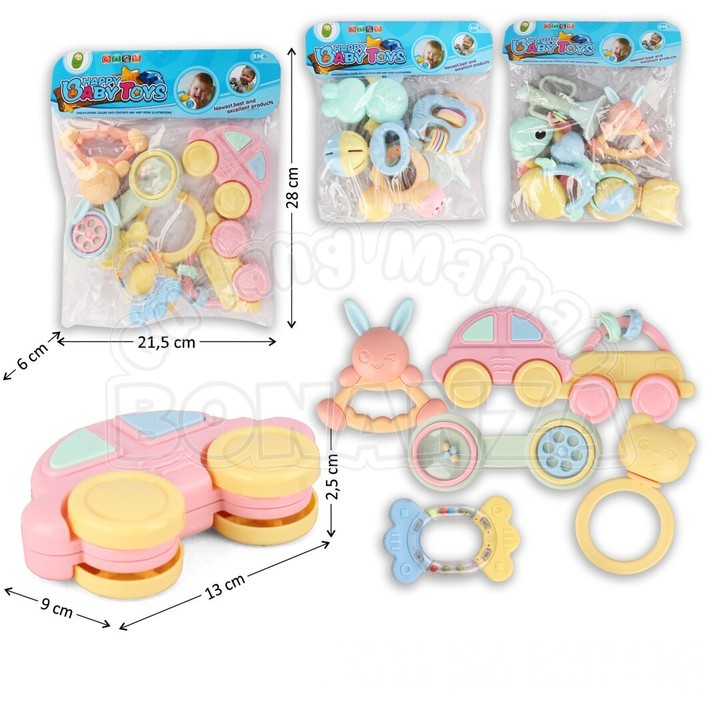 [Bonanza] Mainan Baby Rattle Kerincing Bayi 6 Pcs Happy Baby Toys