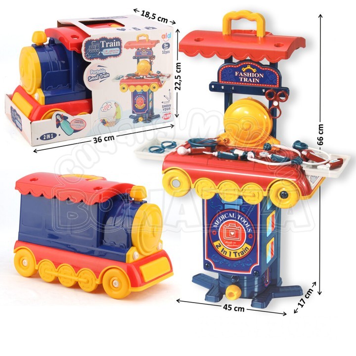 [Bonanza] Mainan Anak Dokter Set Mainan Edukasi Anak 2in1 Kereta Dokter Fashion Train Stetoskop