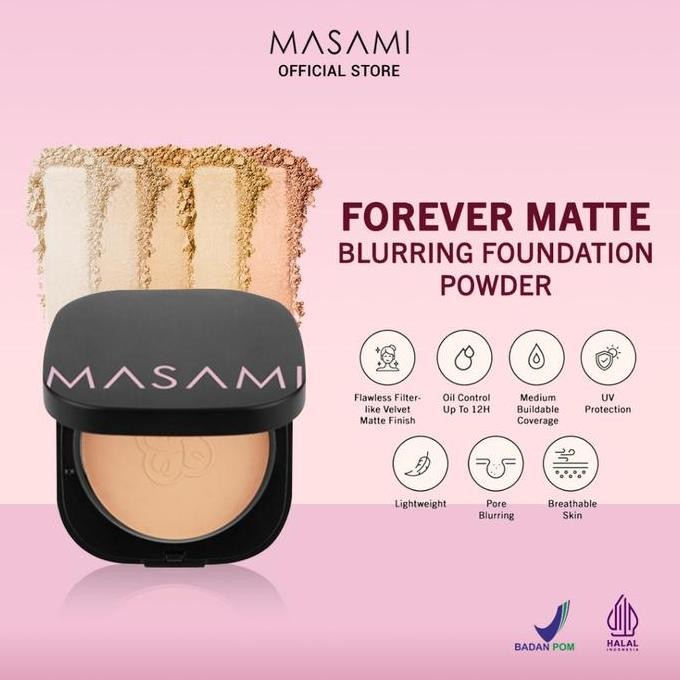 BEST SELLER MASAMI FOREVER MATTE BLURRING FOUNDATION POWDER / BEDAK PADAT / COMPACT POWDER WAJAH