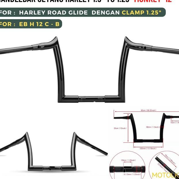 SETANG HANDLEBAR MONKEY 12 INCH HARLEY ROAD GLIDE CLAMP 1.25 EB H 12 C Terlaris