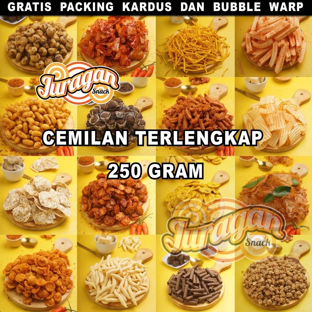 

jg-8 SNACK KILOAN TERLENGKAP 250 GRAM makanan ringan jajanan cemilan camilan pedas asin gurih manis murah Berkualitas