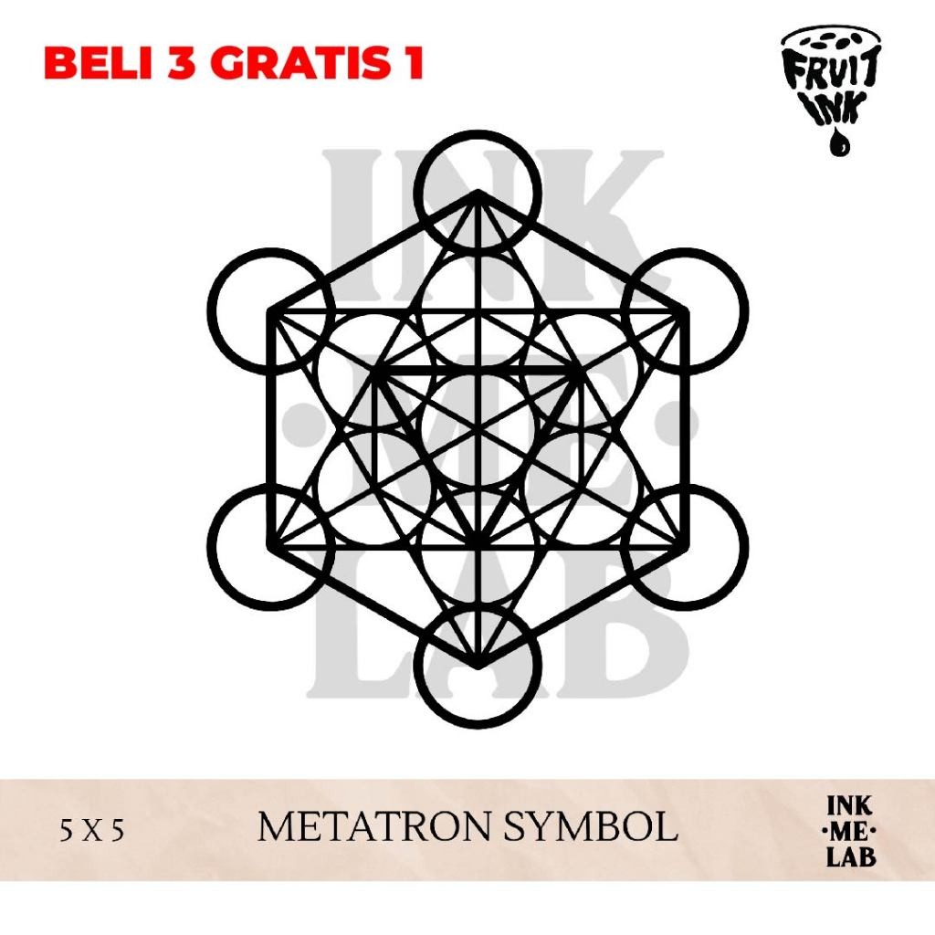INKMELAB - METATRON SYMBOL Fruit Ink Temporary Tattoo 5X5CM - Tato Temporer Semi Permanen Tahan 3 Mi