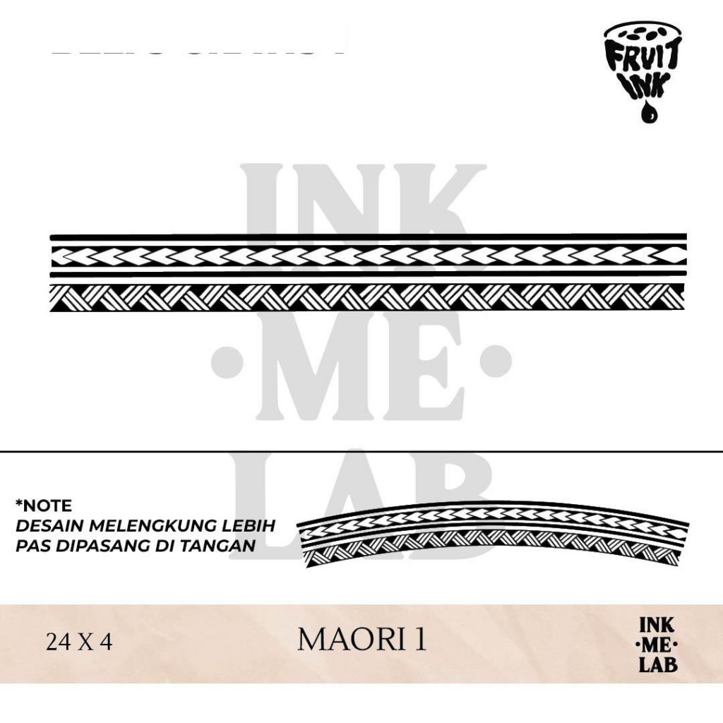 INKMELAB - MAORI  Fruit Ink Temporary Tattoo ARMBAND 30X9 cm - Tato Temporer Semi Permanen Tahan 3 M